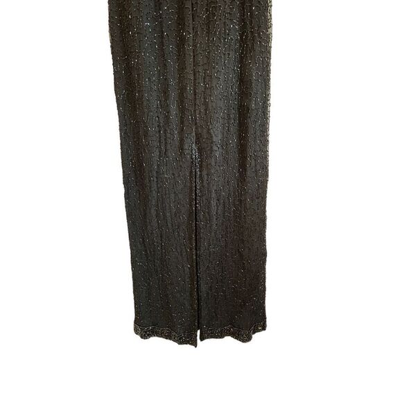 Lawrence Kazar Vintage Beaded Silk Lined Evening Dress Womens Black Size Small - Picture 3 of 10